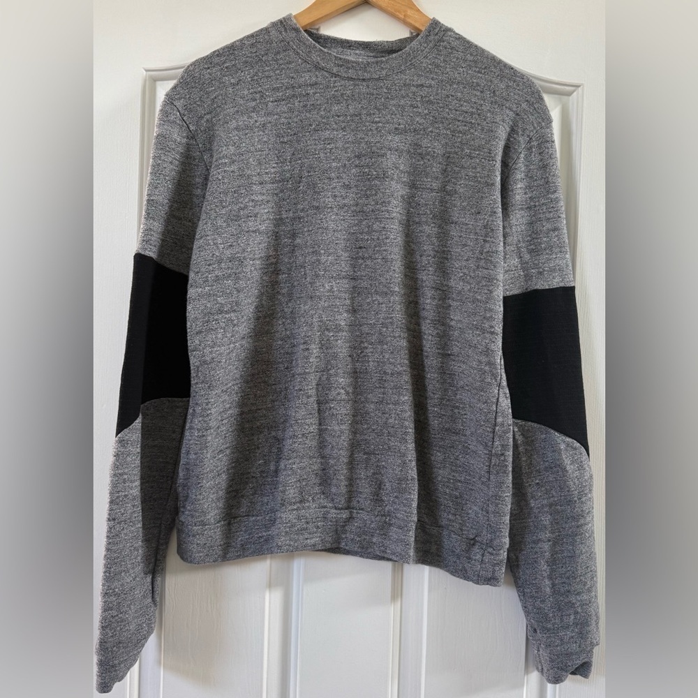 Public School NYC 🗽 Unisex Gray Black Elbow Patch Sweatshirt S 🖤 Made in USA